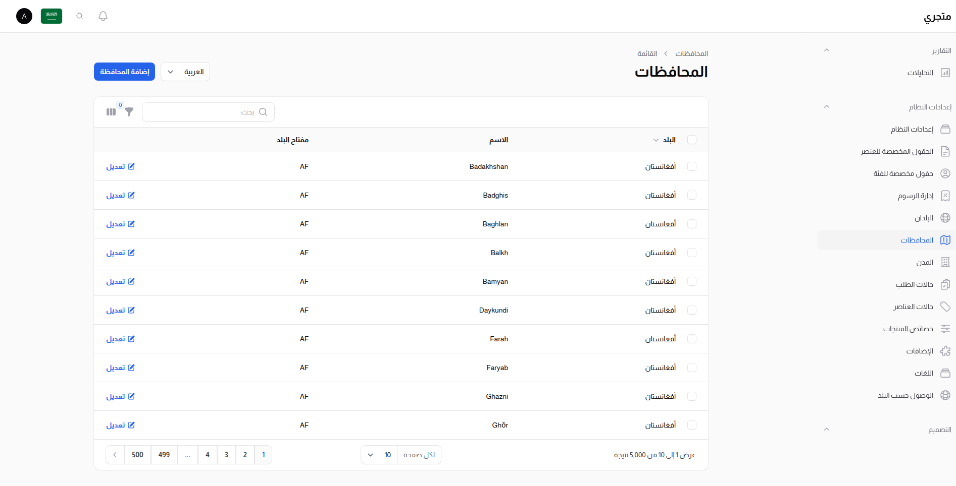 قائمة الولايات