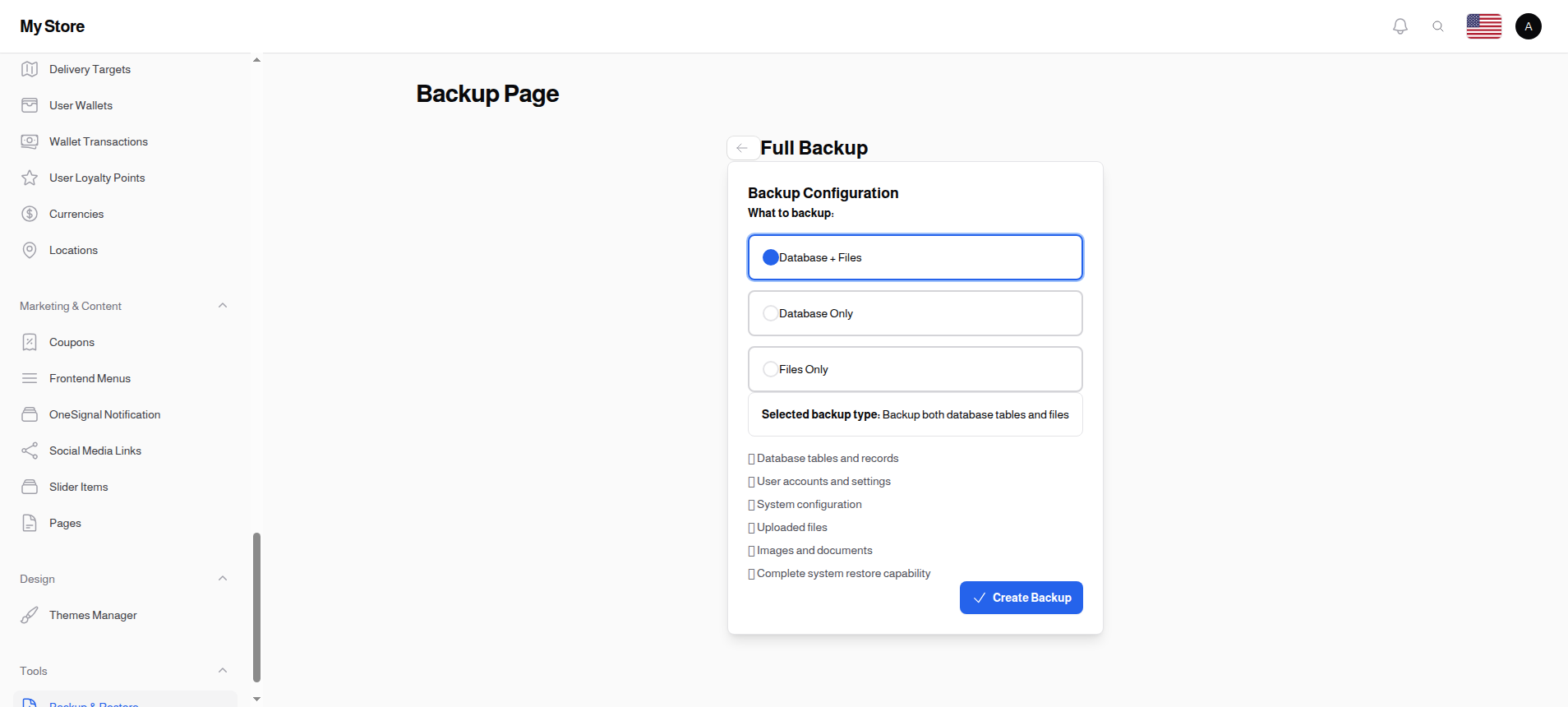 Full Backup Configuration
