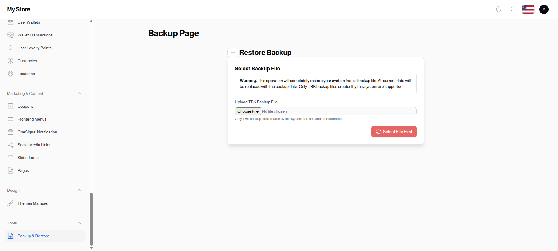 Restore Backup Configuration