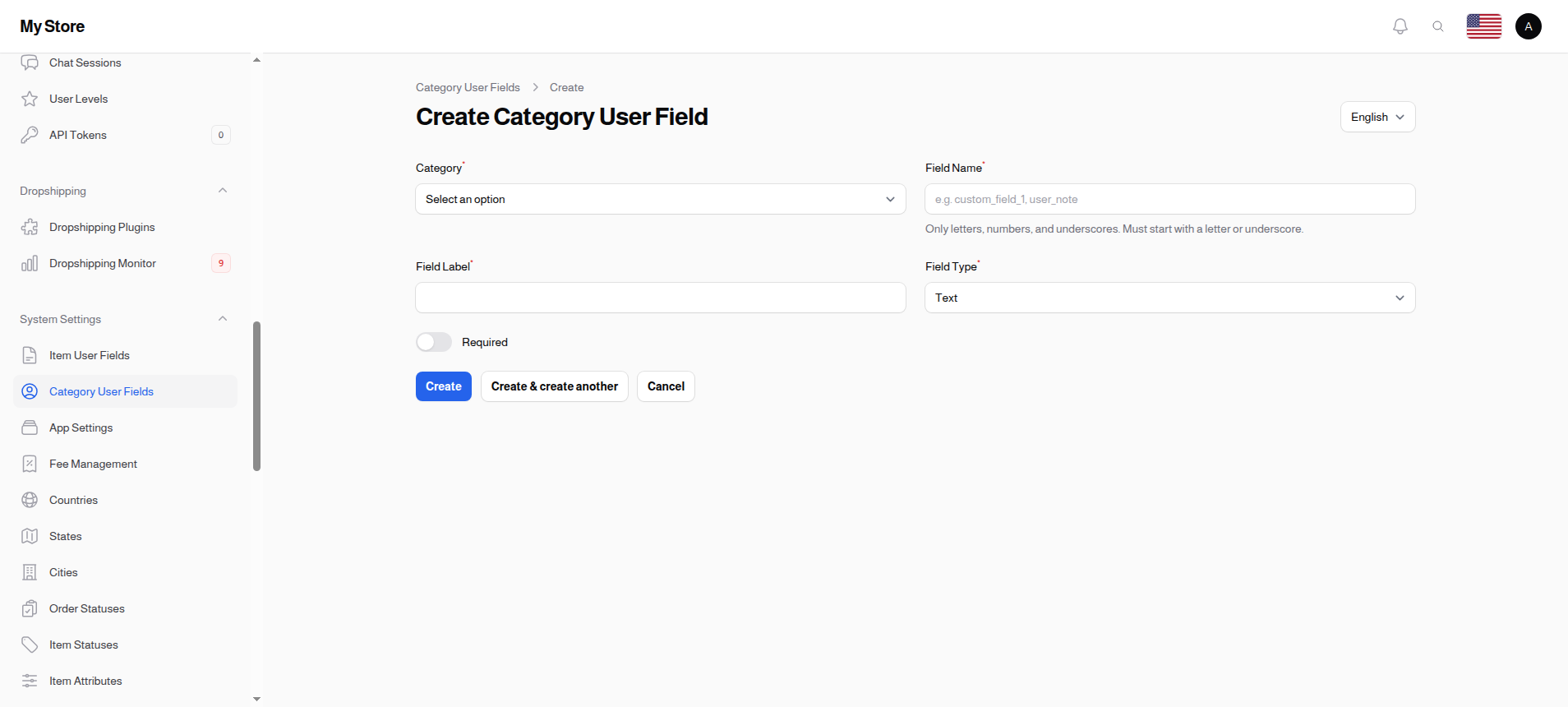 Create Category User Field