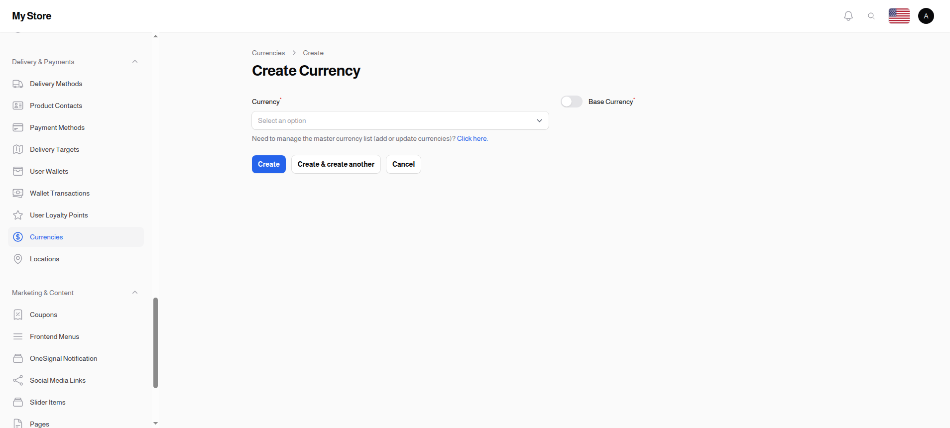 Create Currency