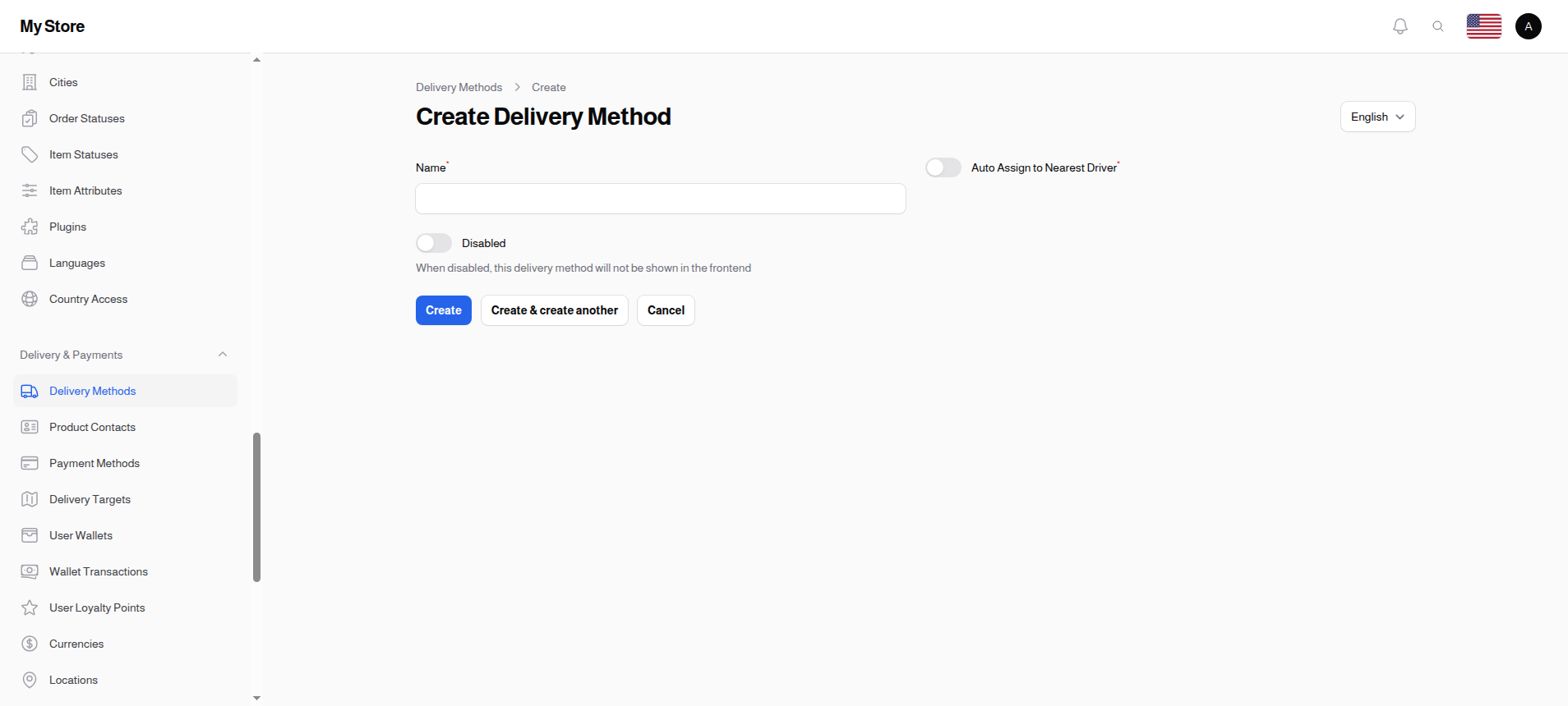 Create Delivery Method