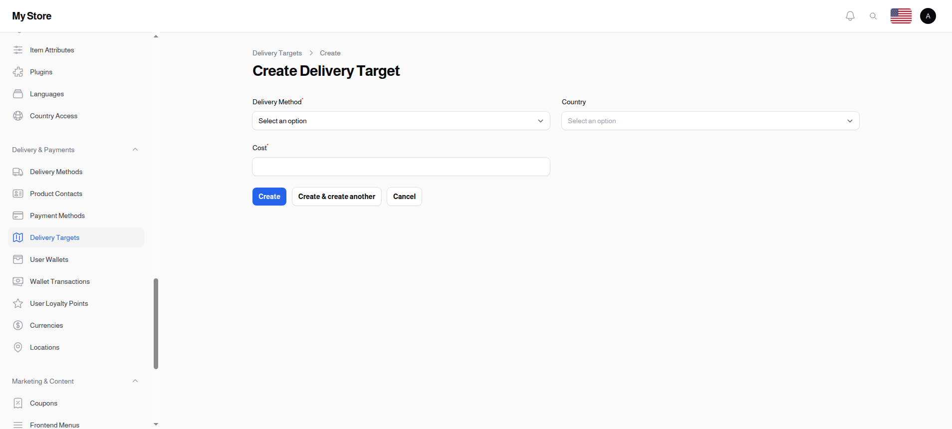 Create Delivery Target