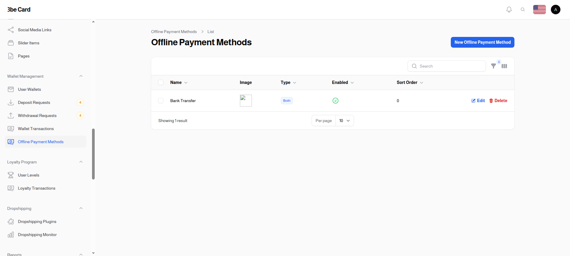 Offline Payment Methods List