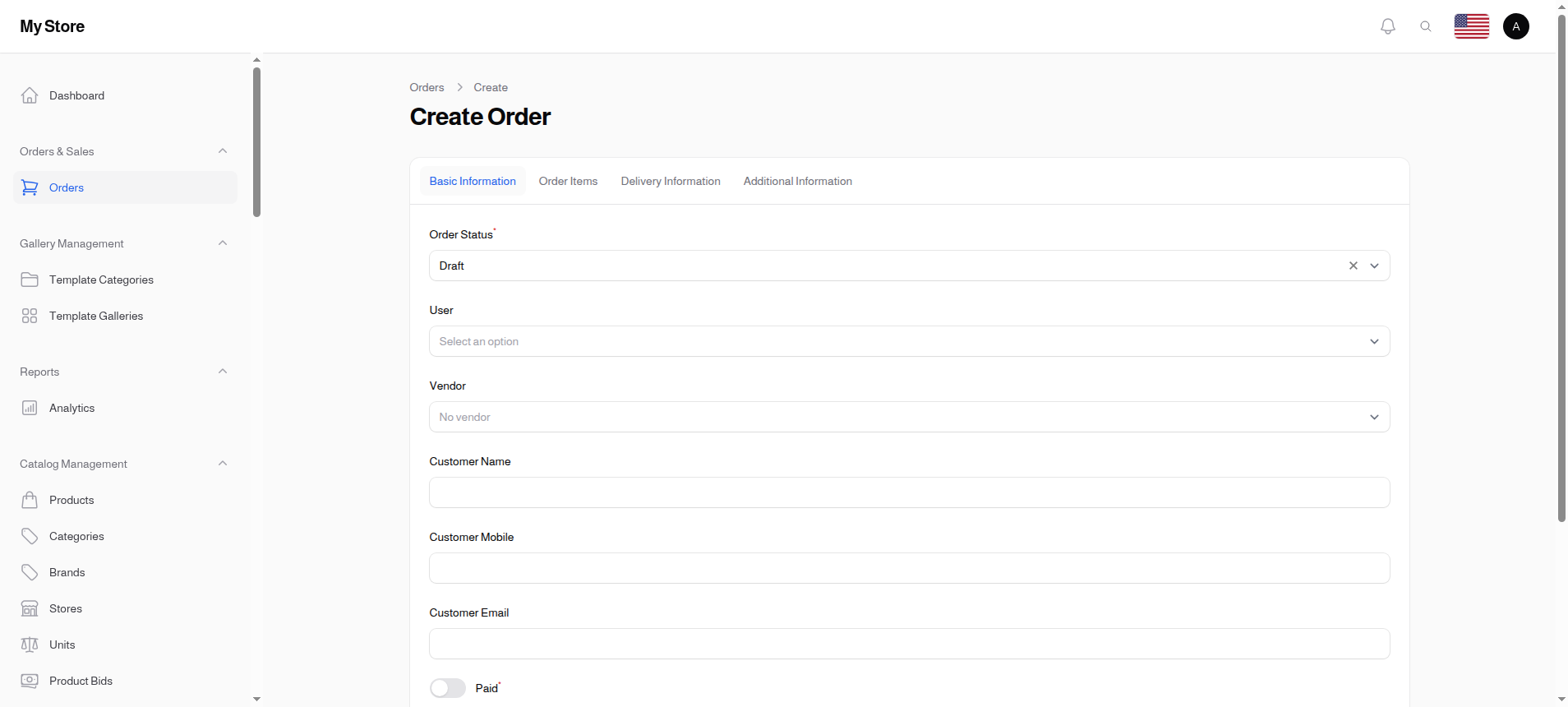 Order Basic Information