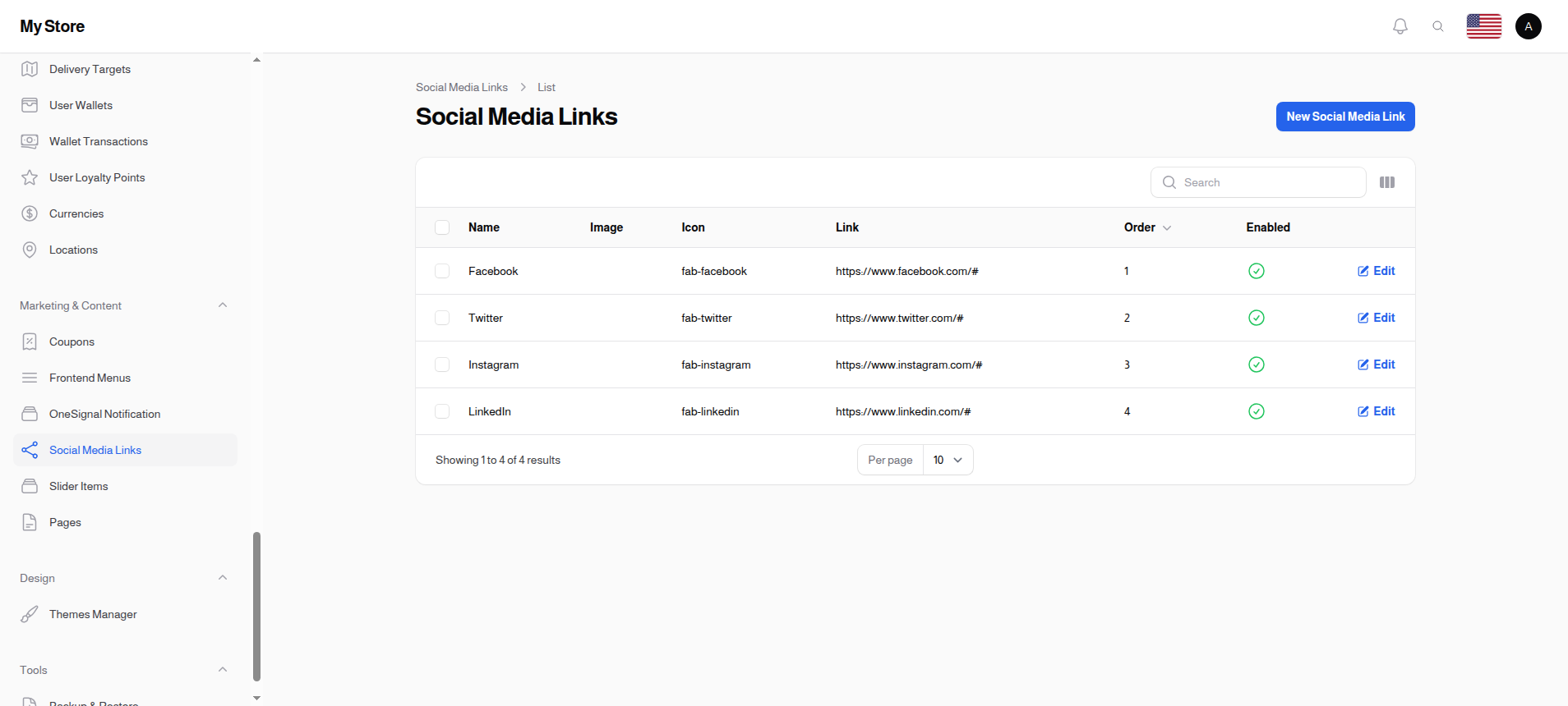 Social Media Links List