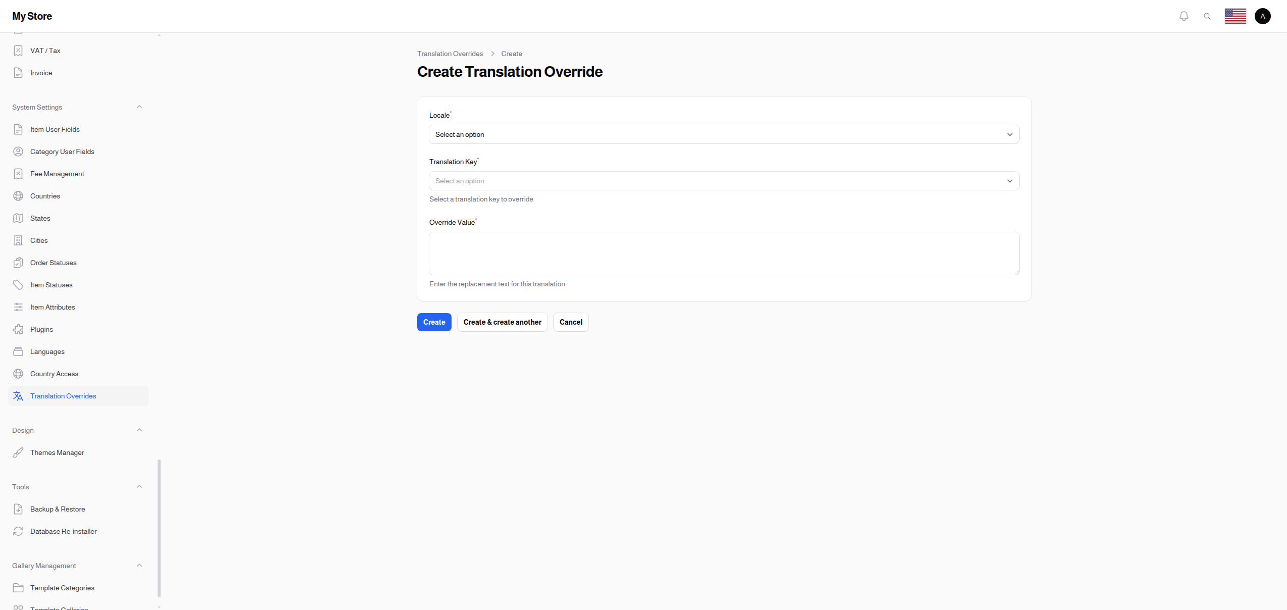Create Translation Override